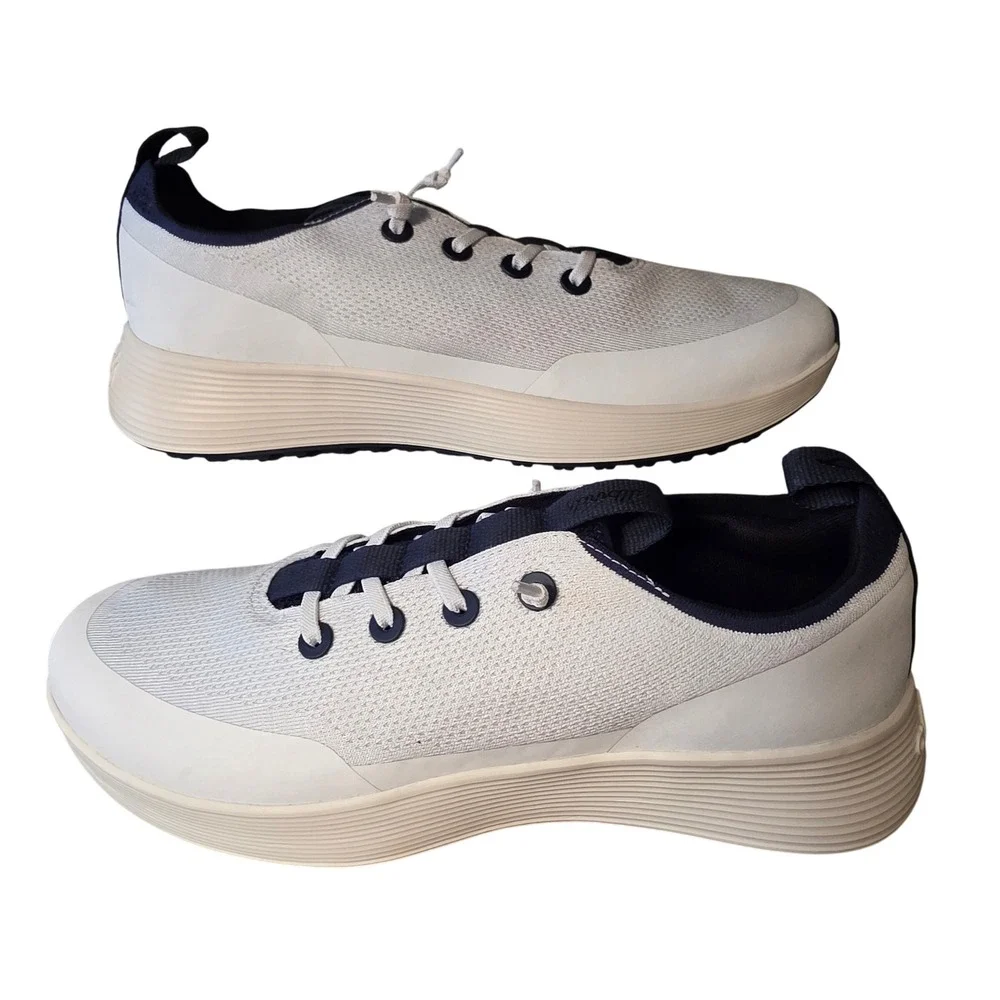 Allbirds Tree Flyer Mens 13.5 White Navy Blue Running Shoes Sneakers A11483M135